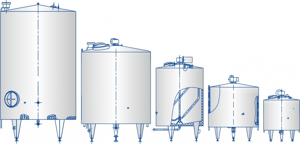 Емкости хранения и резервирования вертикальные (с мешалкой)